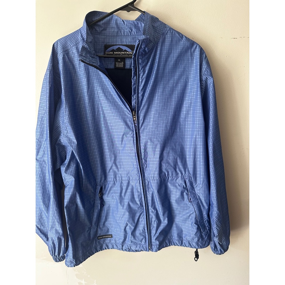 Sun Mountain Golf Windbreaker Jacket  XL Blue Grid Full Zip Mesh Lined Gorpcore